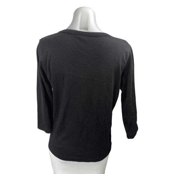 Isaac's Designs Black I'm Perfect You Adjust 3/4 Sleeve V Neck T Shirt Tee Top S - Picture 2 of 5